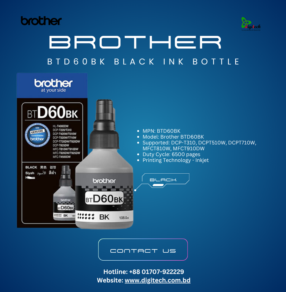 Brother BTD60BK Black Ink Bottle